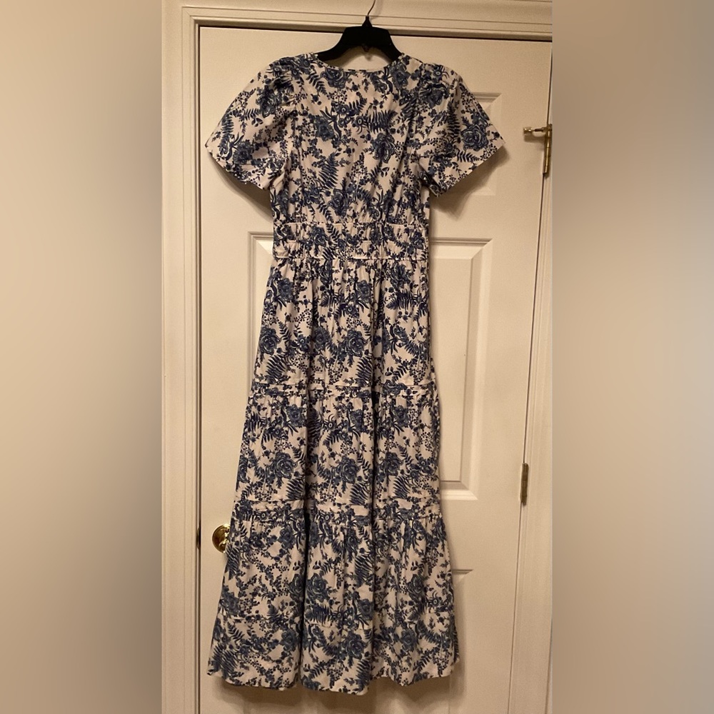 Anthropologie Blue and White Floral Tiered Maxi Dress - Picture 6 of 8